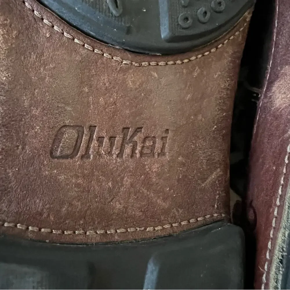 Olukai Men’s Brown Leather Oxford Boat Loafers Shoes 10